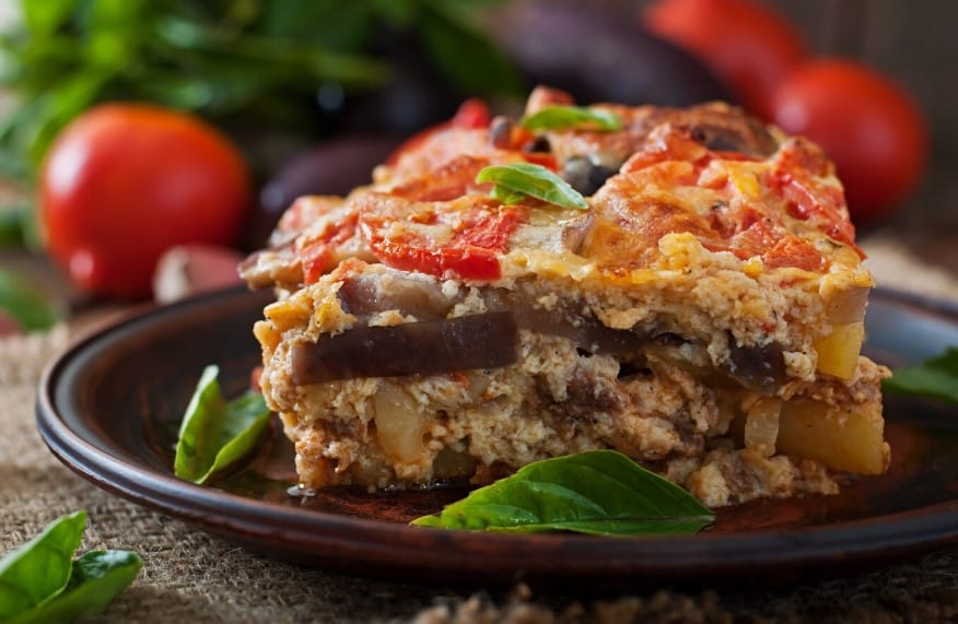 Cena navideña saludable lasagna de berenjena